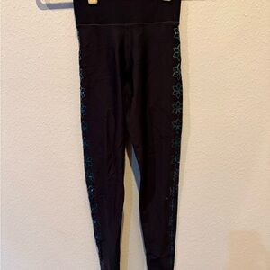 Ultracor Black Leggings with Blue Star Pattern